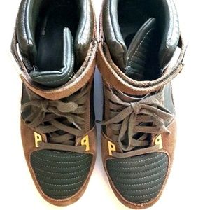 Zara Mens Olive Green Suede Sneakers Size 11/41